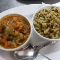 Green lentils and white beans stew! Both suitable for vegans/vegetarians at Windmill Restaurant in Paphos