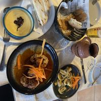 Fava,  garlic mushrooms and chick’n’wings  at Windmill Restaurant in Paphos