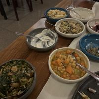Spinach rice, chickpeas, black beans, and cous cous  at Windmill Restaurant in Paphos