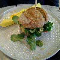 delicious hummus sandwich at KAFETHEA in Maastricht
