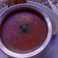 Harira (this was served with a sweet that contained honey) at Cafe Clock in Marrakech
