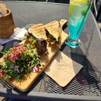 Roast Veef panini and sparkling lemonade at Vegetus 베제투스 in Seoul