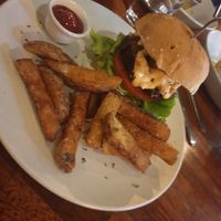 Burger and fries 7/10 - it amazing fries are cooked well, burger is nothing special but it is good at Vegetus 베제투스 in Seoul