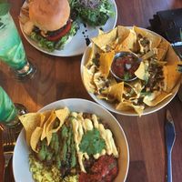 Burger, burrito bowl and nachos  at Vegetus 베제투스 in Seoul