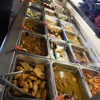 Dishes for mixed veggies rice at Long Mun Chai Vegetarian Restaurant in Sitiawan