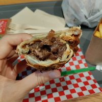 Yummy mushroom onion pastry at Veggie's World in Andorra La Vella