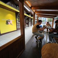 Outdoor patio at Veggie's World in Andorra La Vella