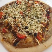 Vegan funghi pizza at Veggie's World in Andorra La Vella