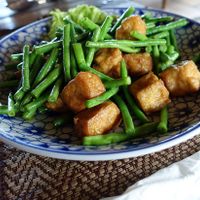 Green beans with tofu at Lazy Beach in Koh Rong