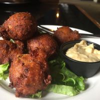 Veggie chickpea balls at Alpha Omega in Waco