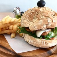 Burger with mushroom and tempeh at Yi Ke Shu - Tanjung Bungah in Penang
