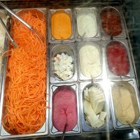 only sauces vegan are hummus, beet hummus, spicy and ketchup.. please dont use ketchup at Seven Spices in Geneva