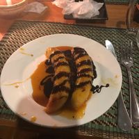 Fried banana with chocolade sauce at The Moon (2) - New Bagan in Bagan