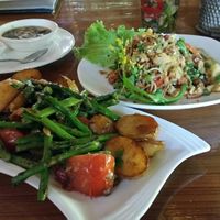 Potatoes with espargus and veggie Salat at The Moon (2) - New Bagan in Bagan