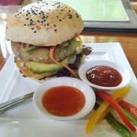 Veg burger (with avocado instead of cheese) at The Moon (2) - New Bagan in Bagan