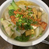 Noodle soup with dumplings and tofu  at Huong Viet in Footscray
