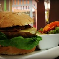 my favorite burger: THE MONKEY BURGER! at Marsim Bistrobarante in Mallorca