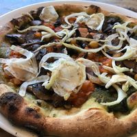 Vegan Verdure Pizza: pesto / caponata / mushrooms / shaved fennel  at Pistarro in Frederick
