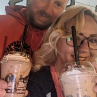 Snickers / birthday cake and happy vegans at Hug Life in Garden Grove