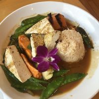 Miso tofu- good tofu but v v salty   at Boat House Bistro in Boothbay Harbor