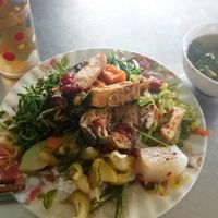 The rice dish and free tea. at Thanh Tinh in Tam Ky