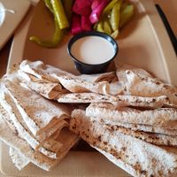 Bread and tahin sauce at Chickpeas in Ottawa