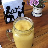 Mango ginger smoothie  at Cafe Del Professor Pitagoras in Merida