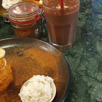 Drinks were lovely, but we were disappointed with the pumpkin pancakes. at Scheckter's Raw in Cape Town