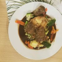 sliced black-eyed bean loaf at Vegan Express in South West London