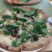 Mushroom white sauce pizza at Vegan Express in South West London