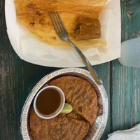 Nonono tamal (eaten), vegan birria tacos  at Tlaolli in Indianapolis