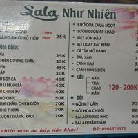 Menu at Viet Chay Sala in Quang Ngai