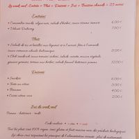 Menu at Café Vert in Lyon