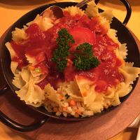 Noodles with tomato sauce and veggies at Brauerei-Gasthof Hotel Post  in Nesselwang