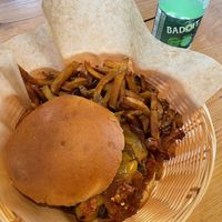 Burger and Fries  at Holy Moly in Rouen
