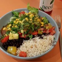 Burrito Bowl with rice, Black beans, grilled vegetables, Guacamole, Salsa, lettuce and cilantro  at Max & Benito - Wipplingerstrasse in Vienna