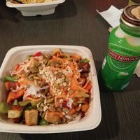 vegan meal with coconut water at Basil Box in Toronto