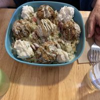 Falafel plate with cashew cream and hummus  at Pure Ktchn in New York City