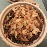 Rice with roasted pineapple, red peppers and coconut flakes at Pure Ktchn in New York City