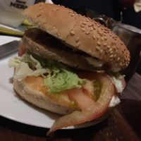 Vegan burger at Label Bar in Madrid
