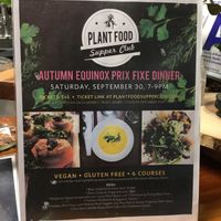 Prize fixe dinner 9-30-17 at Plant Food Supper Club in Idyllwild