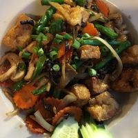 ginger tofu stir fry at Tiny Thai Restaurant in Winooski