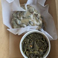 Chicken and gravy with greens at The Southern V in Nashville