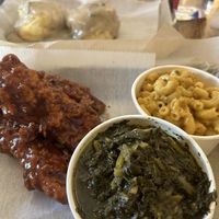 Greens. Mac, sweet hot chicken  at The Southern V in Nashville
