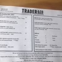 Menu at Trader & Co in Yass