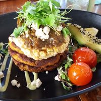Yummy cauliflower and lentil fritters - so filling and delicious at Punnet Eatery in Hamilton