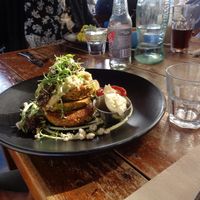 cauliflower & chickpea fritters at Punnet Eatery in Hamilton