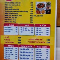 Menu at Thanh Tam in Qui Nhon