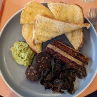 Vegan breakfast without beans and tomatoes at Nibble Cafe in Manchester