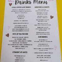 Menu drinks at Nibble Cafe in Manchester
